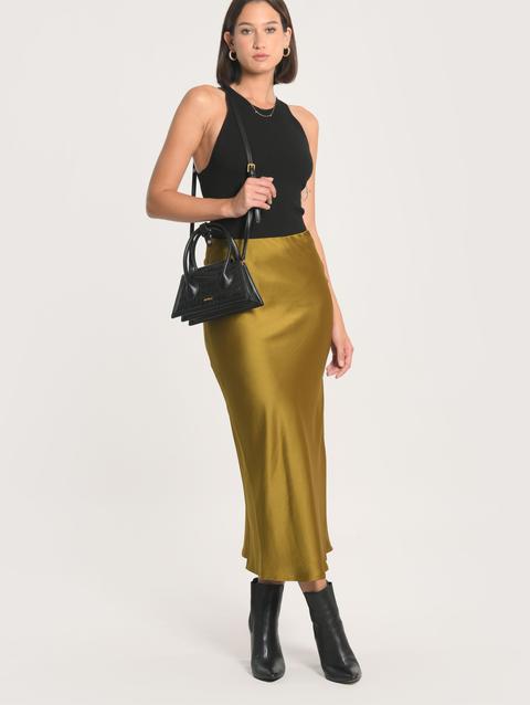 Kookai JUPE MIDI PATTY SATIN BRONZE