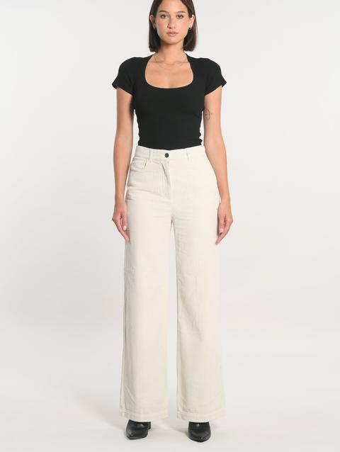 Kookai PANTALON FLARE VELOURS SUZANNE BEIGE CLAIR