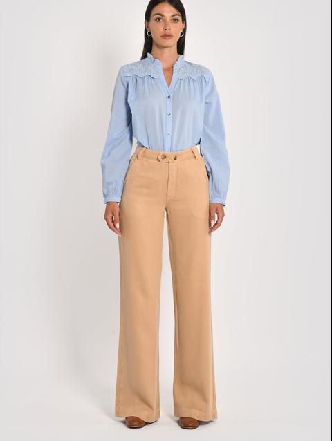 Kookai PANTALON LARGE TENCEL SUN BEIGE