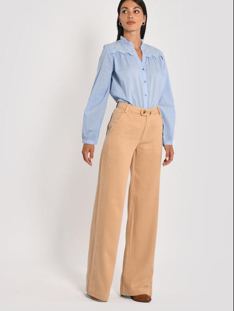 Kookai PANTALON LARGE TENCEL SUN BEIGE