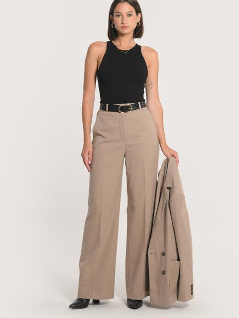 Kookai PANTALON TAILLEUR LARGE MACHA BEIGE