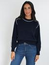 Kookai PULL COL ROND GABBY NAVY/ÉCRU