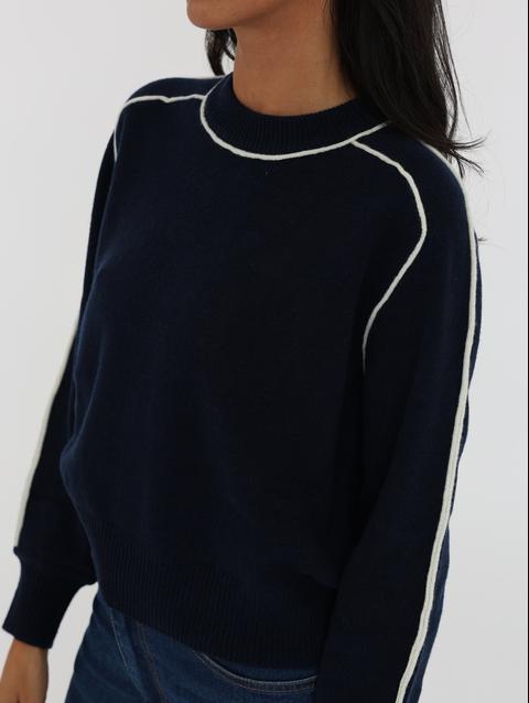 Kookai PULL COL ROND GABBY NAVY/ÉCRU