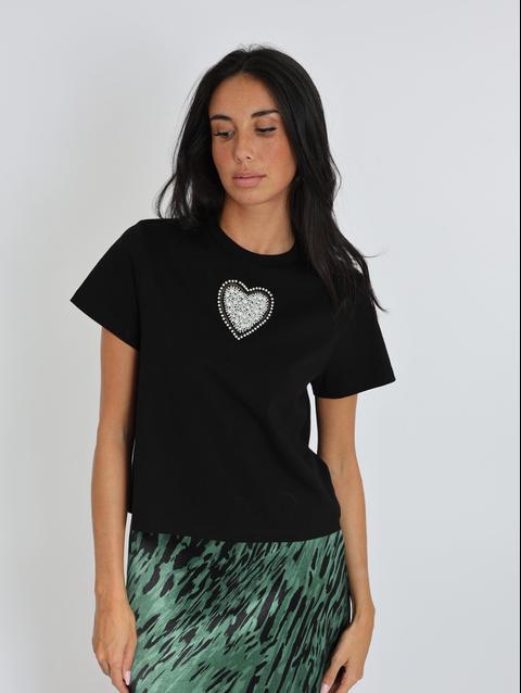 Kookai T-SHIRT CŒR NINA PERLÉ NOIR