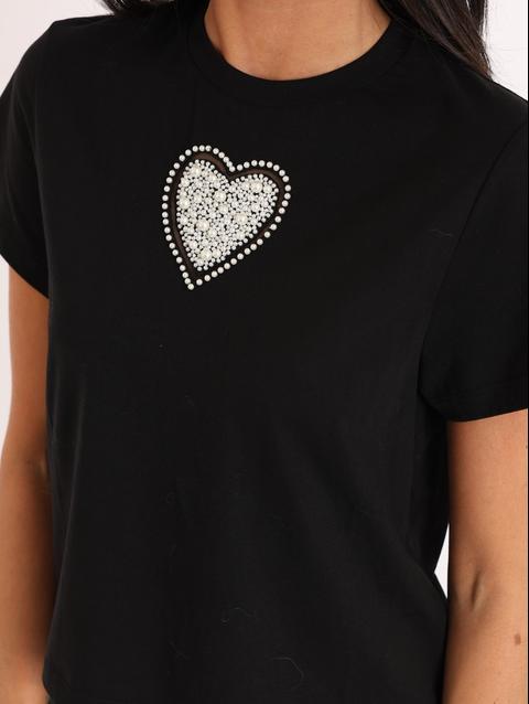 Kookai T-SHIRT CŒR NINA PERLÉ NOIR