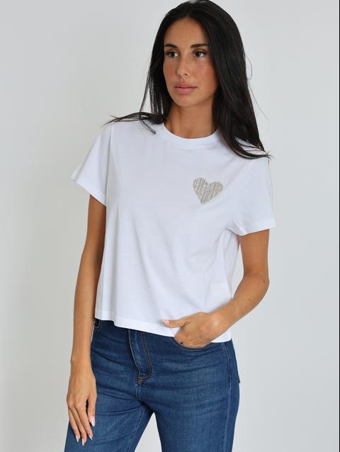 Kookai T-SHIRT CŒR STRASS LUNA BLANC