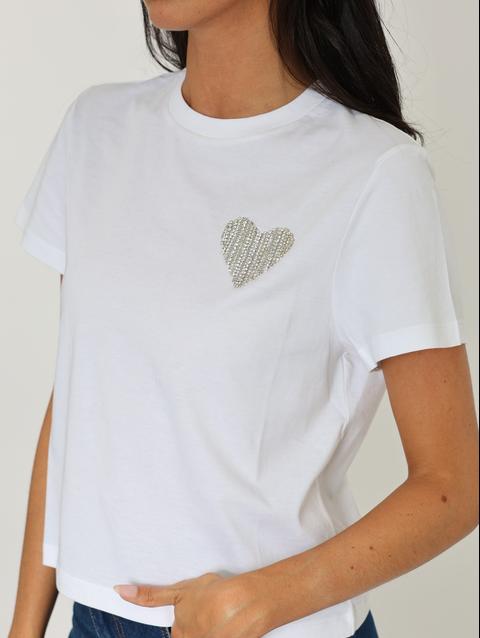 Kookai T-SHIRT CŒR STRASS LUNA BLANC